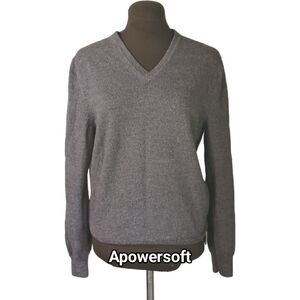 Grey Marino Wool V-Neck Sweater